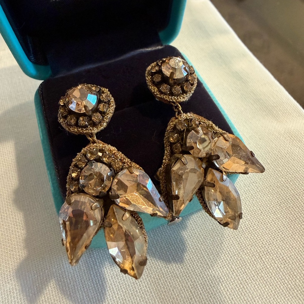 BHLDN Gold and Brown Crystal Earrings